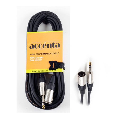 Accenta XLR M - 1/4" TRS M Stereo Cable - 20ft