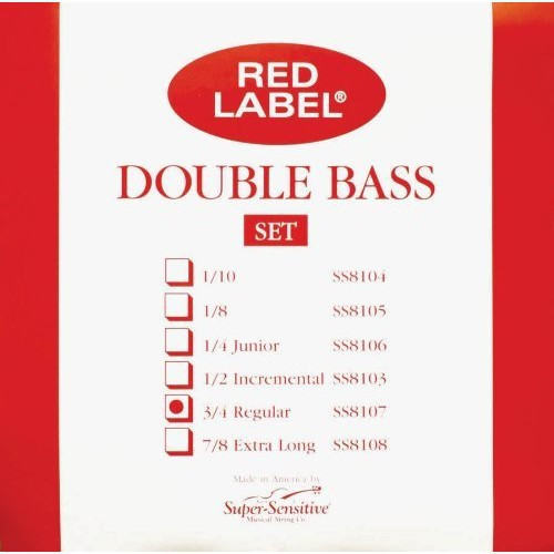 Super Sensitive Red Label 8107 Bass String Set, 3/4