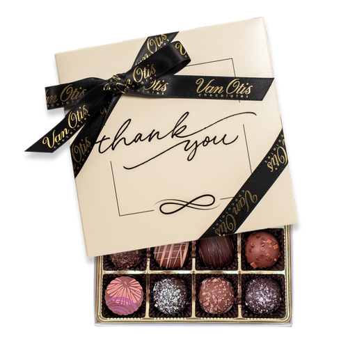 16 Piece Assorted Truffles | Cursive Thank You Gift Box