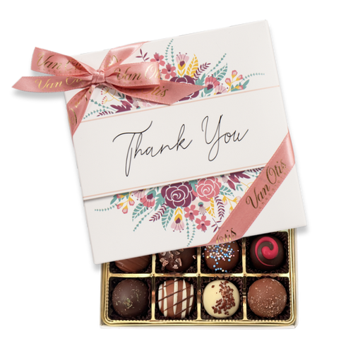 16 Piece Assorted Truffles | Flowers Thank You Gift Box