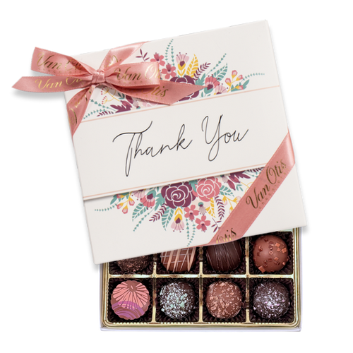 16 Piece Assorted Truffles | Flowers Thank You Gift Box