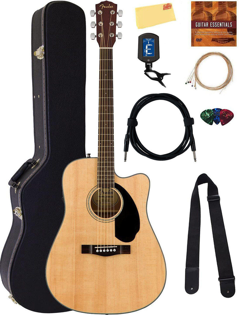 Fender - CD-60CE（ハードケース付属） Fender CD-60SCE Solid Top Dreadnought Acoustic-Electric Guitar