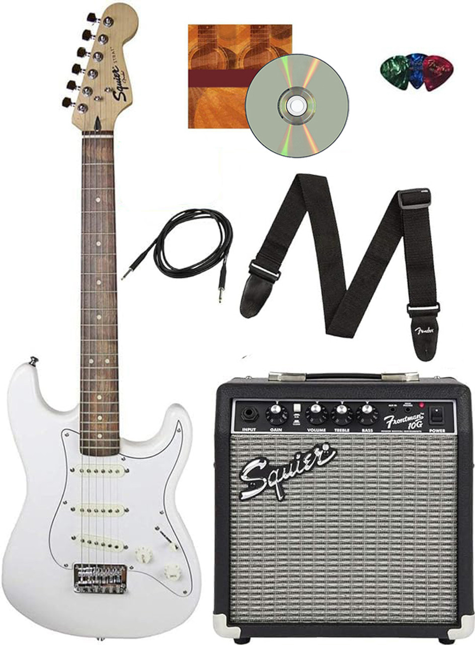 Fender Squier Short Scale 24-Inch Strat Pack - Olympic White w/ Tuner