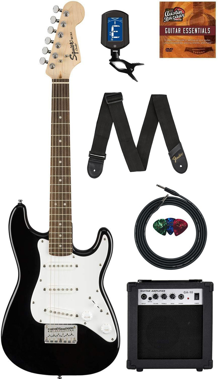 Squier by Fender Mini Strat ブラック Fender Squier 3/4-Size Kids Mini Strat Electric Guitar - Black w