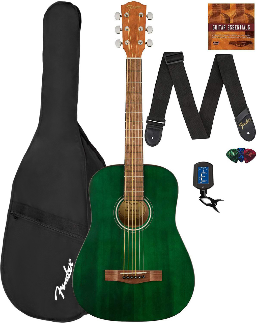 Fender FA-15 3/4-Scale Kids Steel String Acoustic Guitar - Green w
