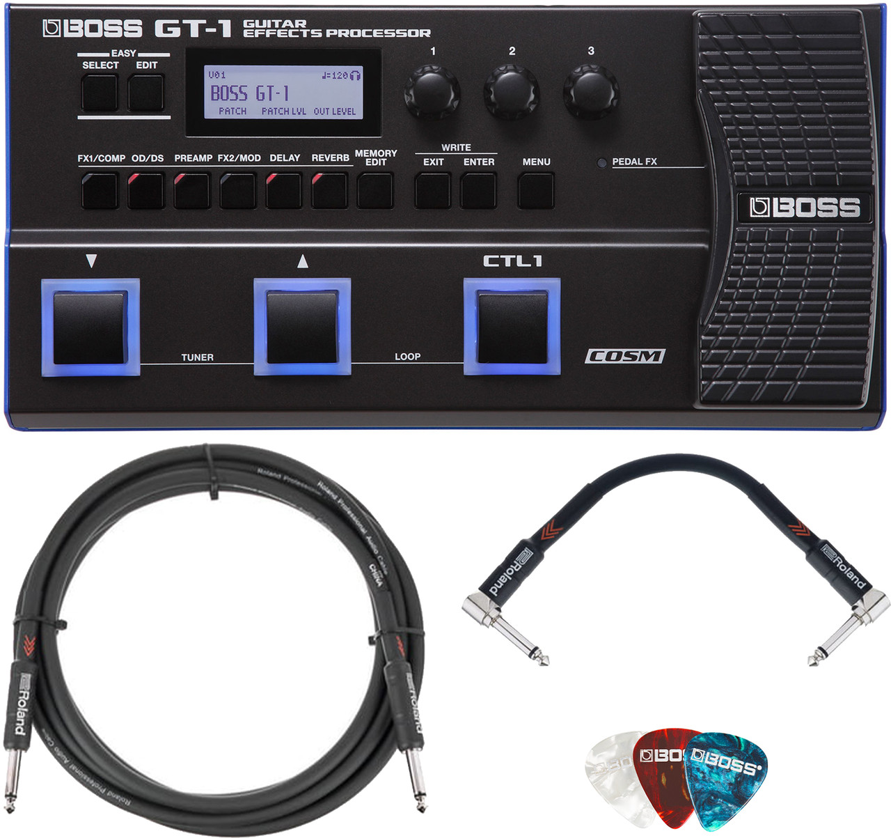 Boss GT-1000CORE Guitar Effects Processor Bundle with Power  Supply, Instrument Cable, Patch Cable, and Picks : Musical Instruments