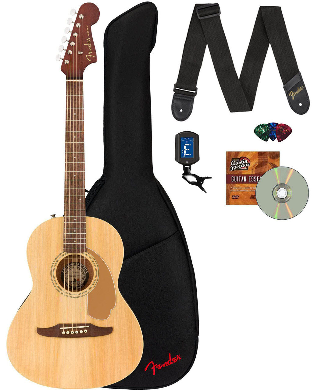 Fender Sonoran Mini Dreadnought Acoustic Guitar - Natural w/ Gig Bag