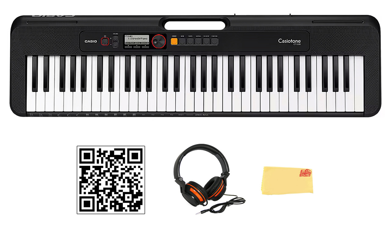 Casio Casiotone CT-S200 61-Key Portable Keyboard - Black w/ Headphones