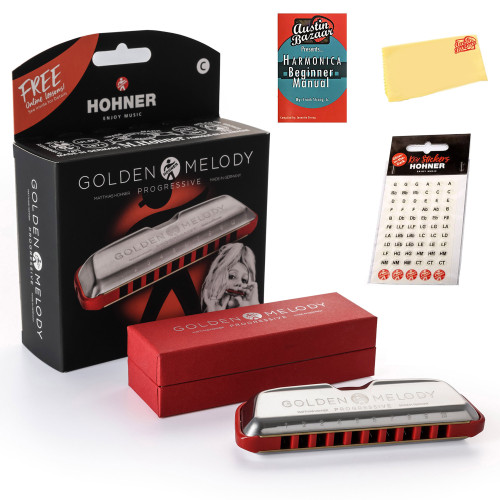 Hohner 544 Golden Melody Harmonica - Key of C w/ Key Stickers