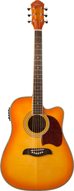 Oscar Schmidt OG2CE Dreadnought Acoustic-Electric Guitar - Flame Yellow Sunburst