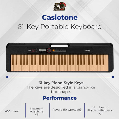 Casio CT-S200 Casiotone 61-Key Keyboard - Black w/ Adjustable Stand