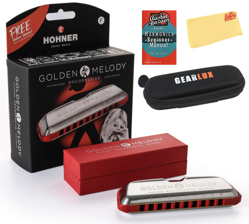 Hohner 544 Golden Melody Harmonica - Key of C w/ Instructional Manual