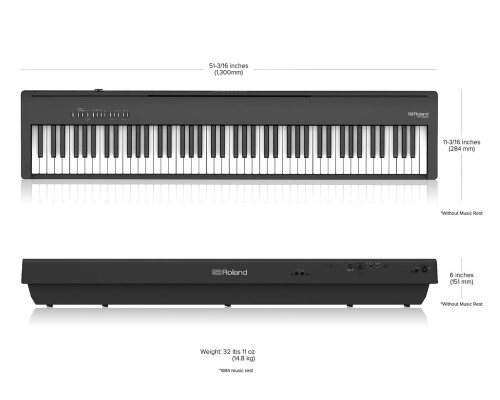 Roland FP-30X 88-Key Digital Piano - Black w/ Adjustable Stand