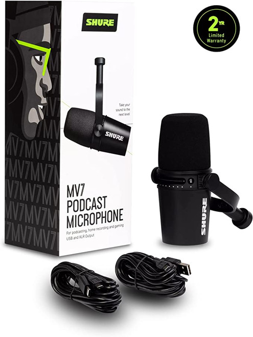 SHUREコンデンサーマイク ブラックMV7 PODCASTMICROPHONE Shure MV7 Plus Podcasting Microphone in Black | Abt