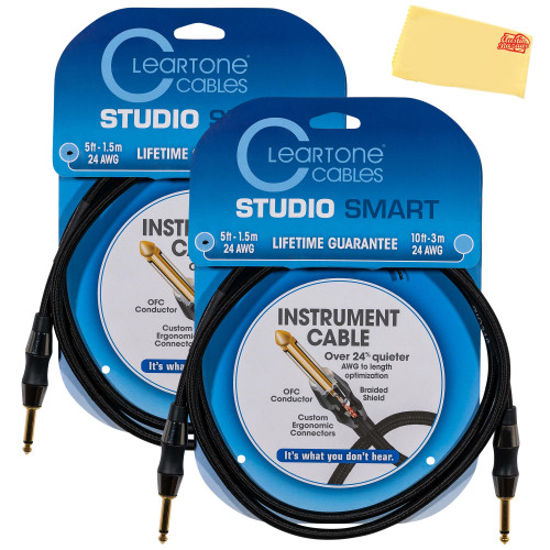 Cleartone 5-Foot Studio Smart Instrument Cable, Straight-Straight, 24 AWG - 2 Pack