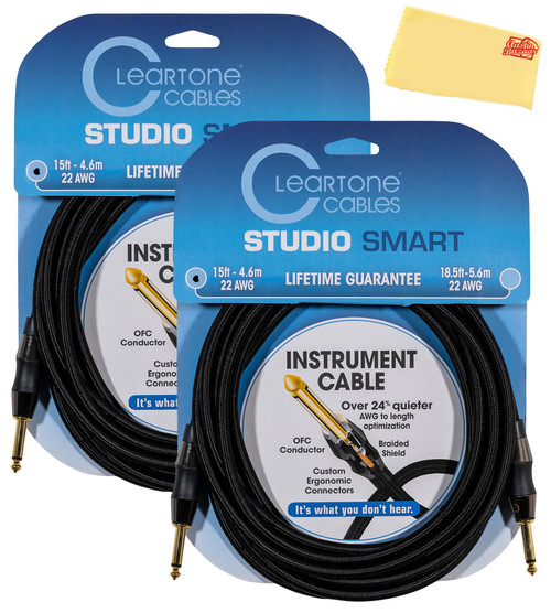 Cleartone 15-Foot Studio Smart Instrument Cable, Straight-Straight, 22 AWG - 2 Pack