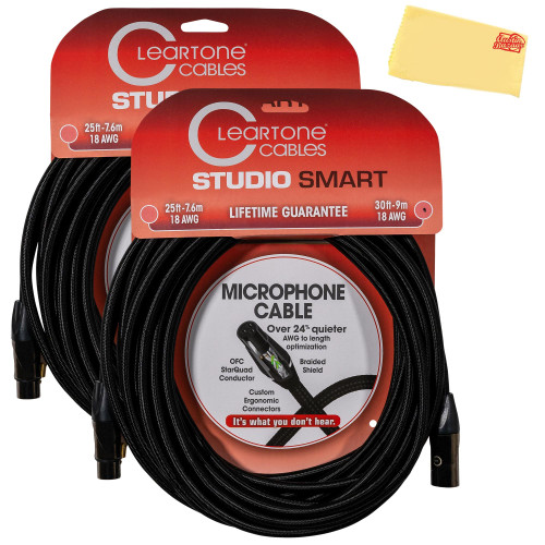 Cleartone 10-Foot Stage Smart Microphone Cable, 24 AWG - 2 Pack