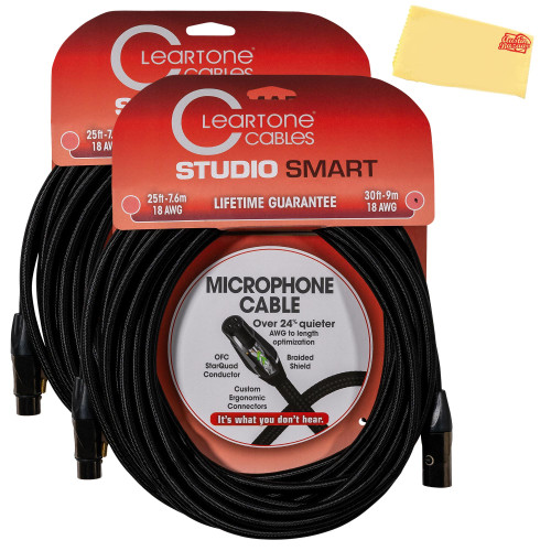 ClearTone 30-Foot Studio Smart Professional Grade Microphone Cable - 2 Pack