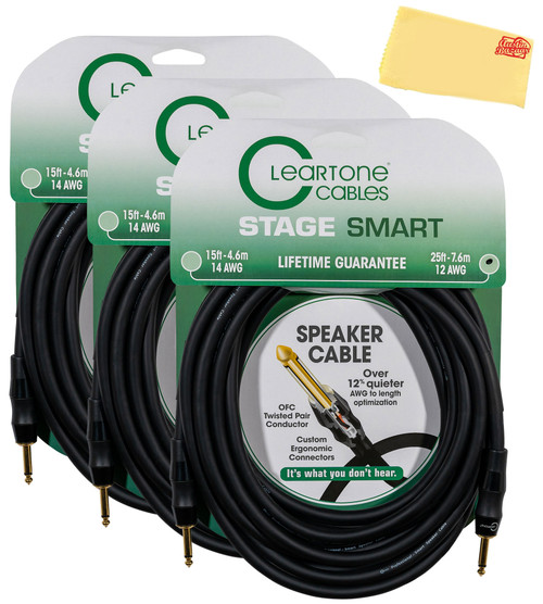 Cleartone 25-Foot Stage Smart Speaker Cable, 12 AWG - 3 Pack