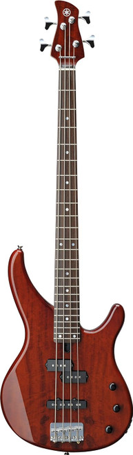 Yamaha TRBX174EW 4-String Exotic Wood Top Electric Bass Guitar - Root Beer