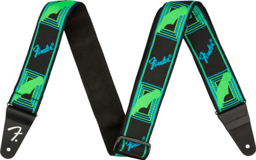Fender Neon Monogrammed 2-Inch Guitar Strap - Blue and Green