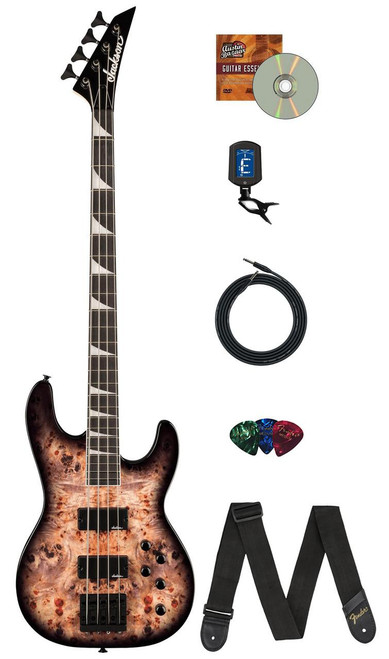 Jackson JS Series Concert Bass CB JS3P Bass Guitar - Transparent Black Burst w/ Instrument Cable 