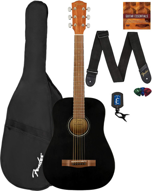Fender FA-15 3/4-Scale Kids Steel String Acoustic Guitar - Black w/ Gig Bag