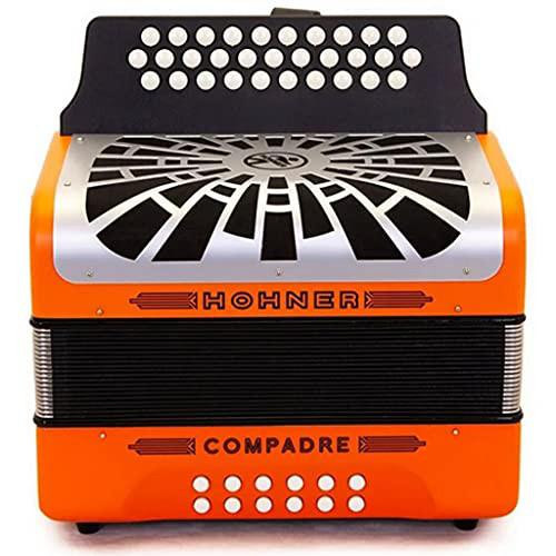  Hohner Compadre GCF 3-Row Diatonic Accordion with Gig Bag - Orange 