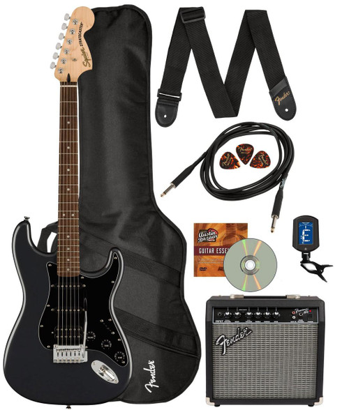Squier Fender Squier Affinity Stratocaster HSS - Charcoal Frost Metallic w/ Amplifier 