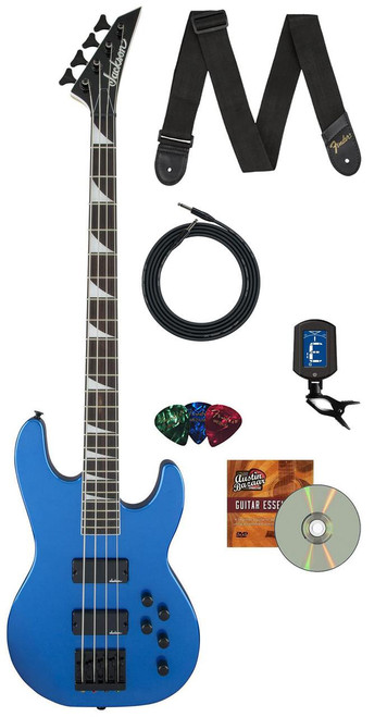  Jackson JS Series Concert Bass JS3 Bass Guitar - Metallic Blue w/ Instrument Cable 