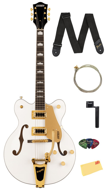 Gretsch G5422TG Electromatic Classic Double-Cut Hollow Body Electric Guitar - Snowcrest White w/ Strap