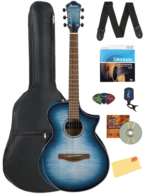 Ibanez AEWC400 Acoustic-Electric Guitar - Indigo Blue Burst High Gloss w/ Gig Bag