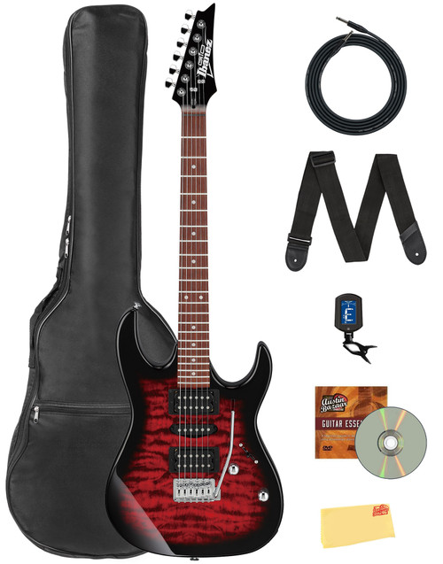 Ibanez GRX70QA RG Gio Electric Guitar - Transparent Red Burst w/ Gig Bag