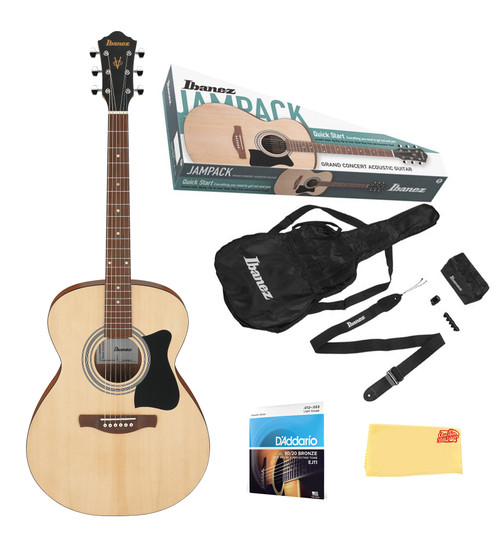 Ibanez IJVC50 JamPack Grand Concert Acoustic Guitar Pack - Open Pore Natural w/ Gig Bag