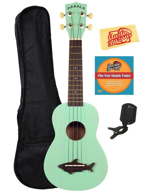  Kala MK-SS-GRN Makala Shark Soprano Ukulele - Surf Green w/ Gig Bag 