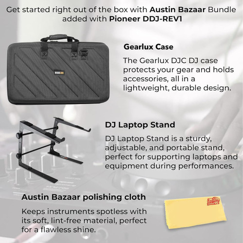  Pioneer DDJ-REV1 Scratch-Style 2-Channel DJ Controller for Serato DJ Lite - Black w/ Case 