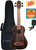 Kala U-Bass-EBY-FSRW Striped Ebony Round Wound Acoustic-Electric U-Bass Ukulele w/ Gig Bag
