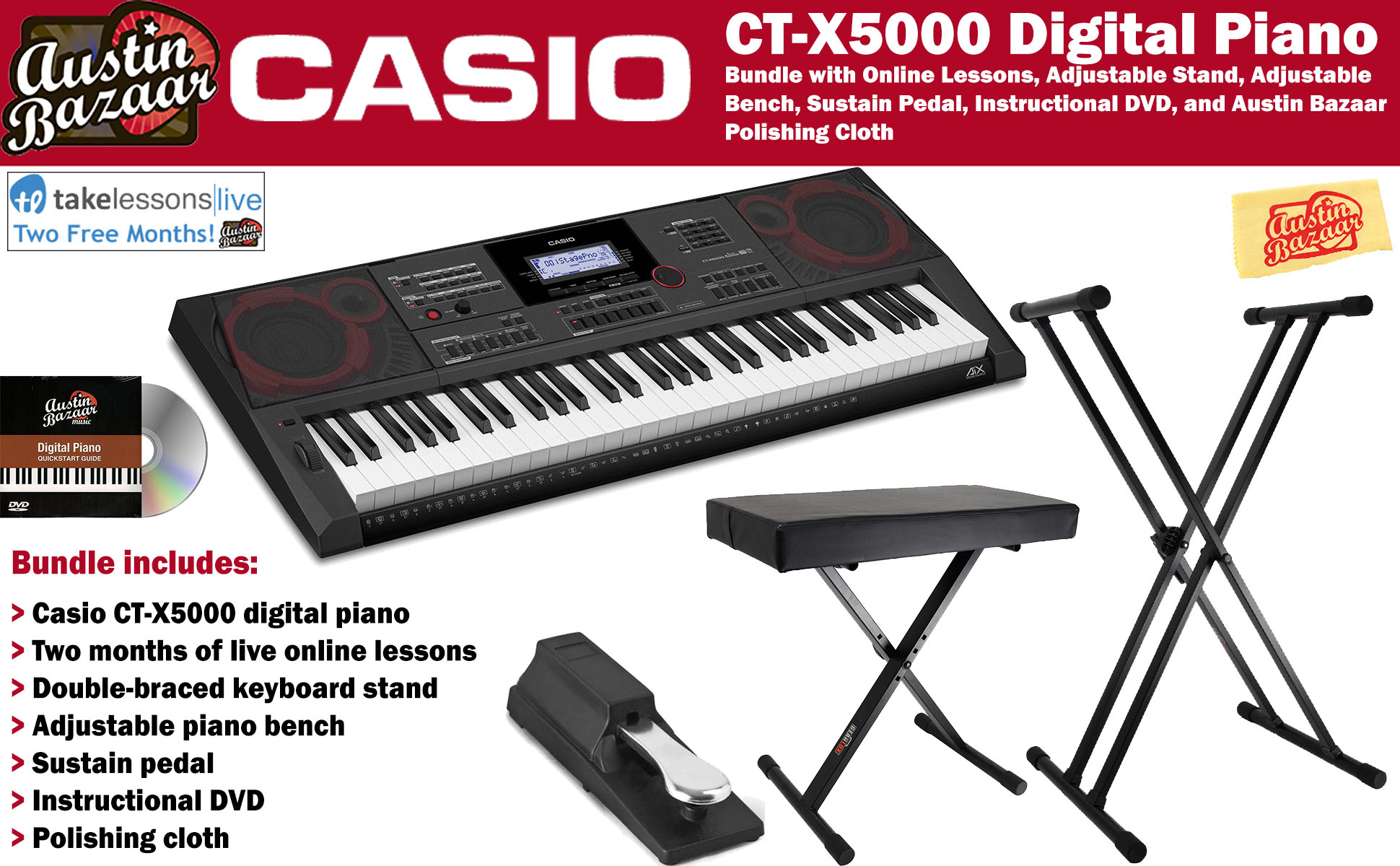 Casio CT-X5000 Keyboard w/ Stand