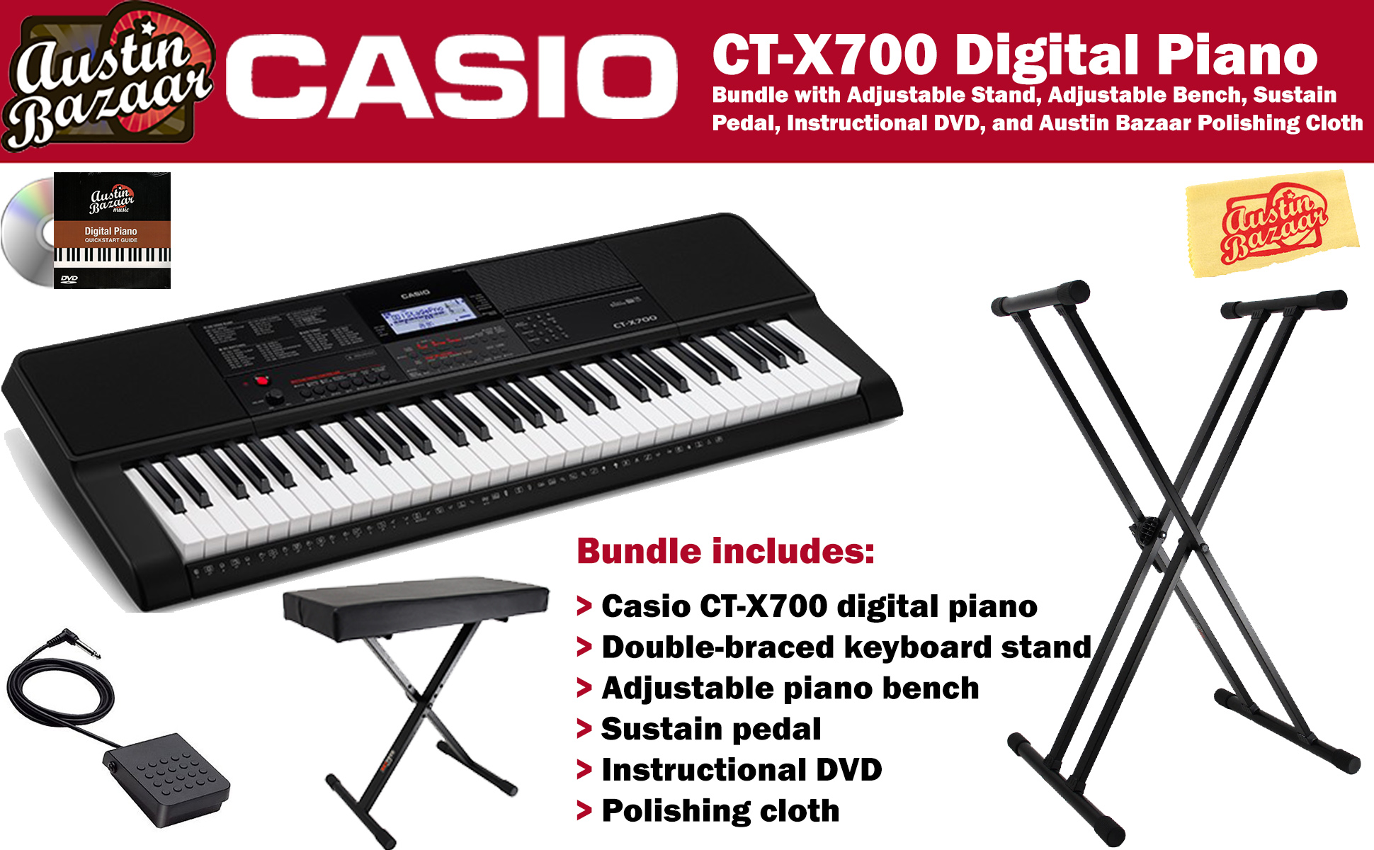 Casio CT-X700 Portable Keyboard w/ Stand