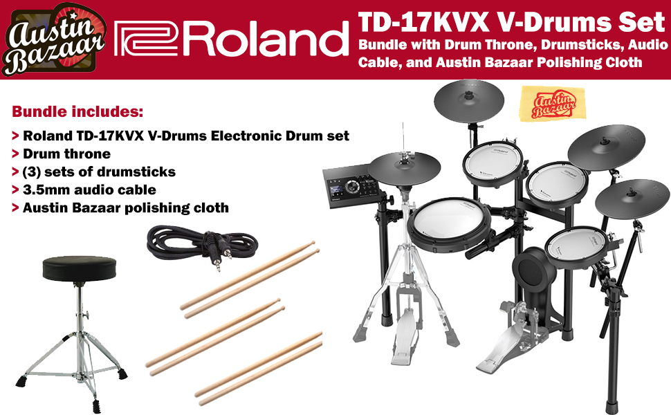 Roland TD-17KVX Electronic Drum Set w/ Drum Throne