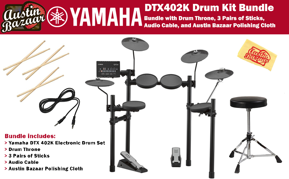 Yamaha DTX402K Electronic Drum Set w/ Drum Throne