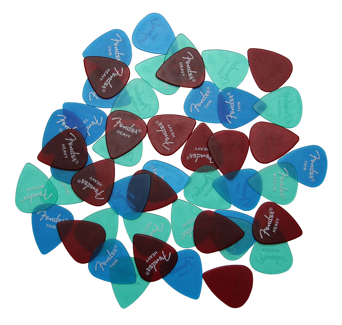 FENDER GUITAR PICK SAMPLER, 48 ASSORTED - CALIFORNIA CLEAR