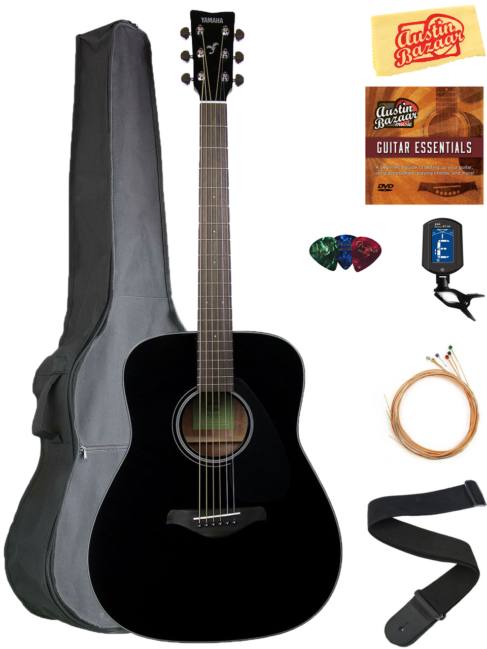 YAMAHA FG800 ACOUSTIC GUITAR - BLACK W/ GIG BAG