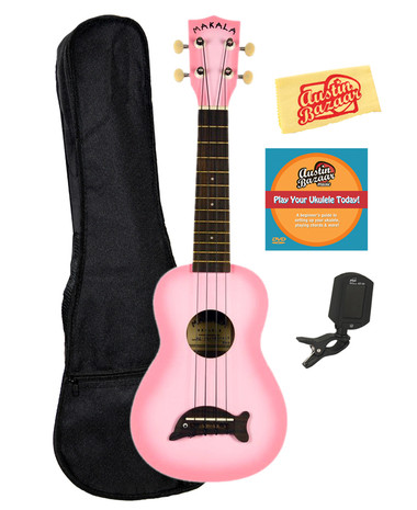 Kala MK-SD-PKBURST Makala Dolphin Soprano Ukulele - Pink Burst w/ Gig Bag