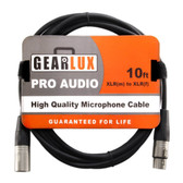 Gearlux 10-Foot XLR Microphone Cable, Fully Balanced, Male to Female, Black