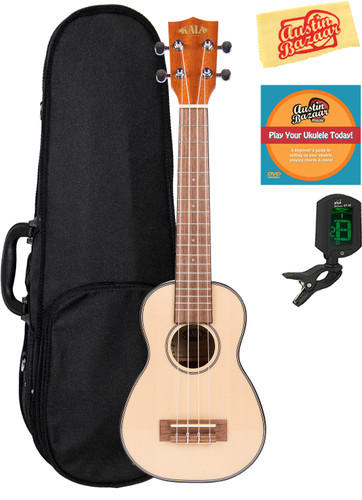 Kala KA-SSLNG Solid Spruce Mahogany Long Neck Soprano Ukulele w/ Hard Case