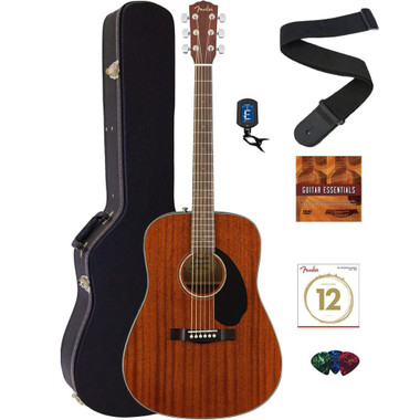 Fender CD-60S Solid Top Dreadnought Acoustic Guitar - All Mahogany w/ Hard Case