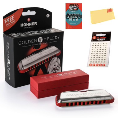Hohner 544 Golden Melody Harmonica - Key of C w/ Key Stickers