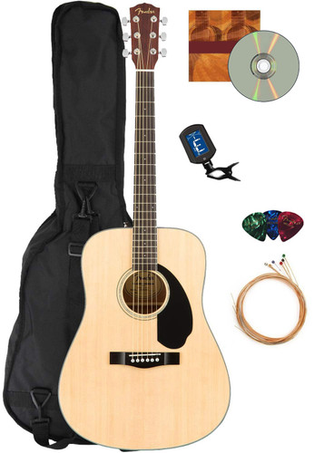 Fender CD-60S Solid Top Dreadnought Acoustic Guitar - Natural w/ Gig Bag