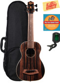 Kala U-Bass-EBY-FL Striped Ebony Fretless Acoustic-Electric U-Bass Ukulele w/ Hard Case